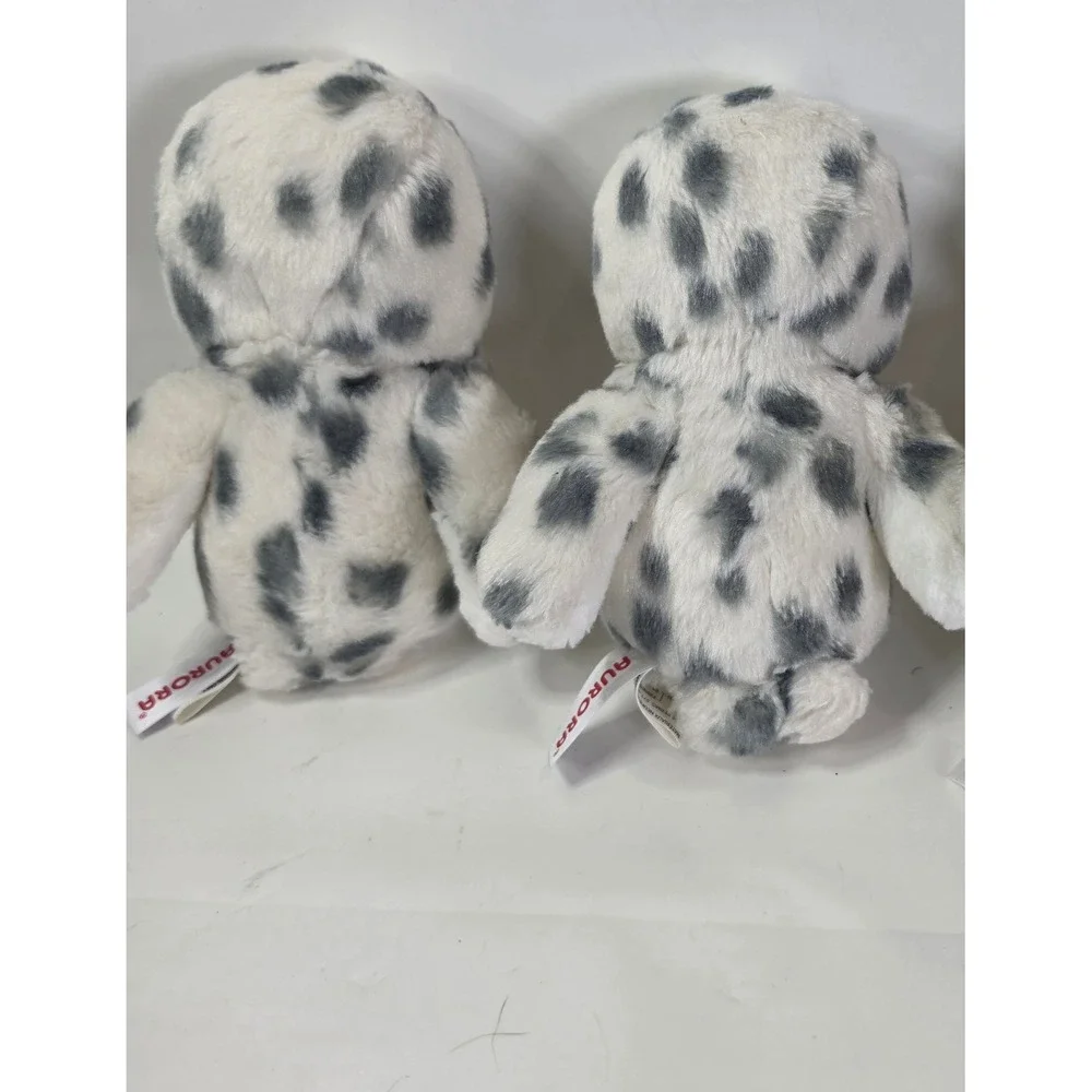 Lot of 2 Aurora Snowy Owl Plush Flopsie Stuffed Animal White Spotted Bird 8